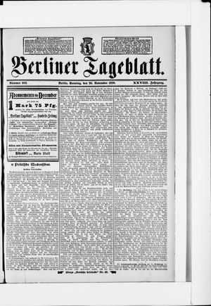 Berliner Tageblatt und Handels-Zeitung on Nov 26, 1899