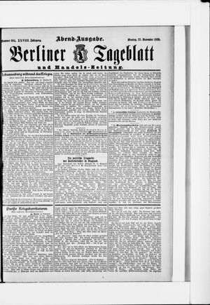 Berliner Tageblatt und Handels-Zeitung vom 27.11.1899