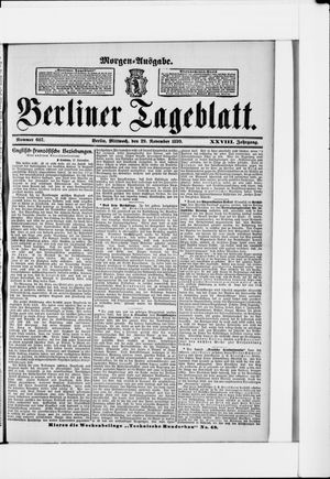Berliner Tageblatt und Handels-Zeitung on Nov 29, 1899