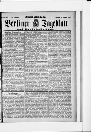 Berliner Tageblatt und Handels-Zeitung on Nov 29, 1899