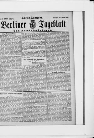 Berliner Tageblatt und Handels-Zeitung on Jan 25, 1900