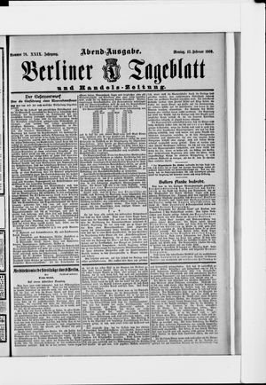 Berliner Tageblatt und Handels-Zeitung vom 12.02.1900