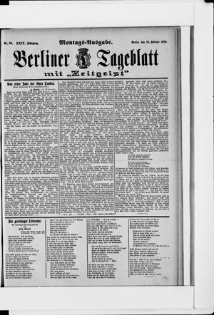 Berliner Tageblatt und Handels-Zeitung vom 19.02.1900