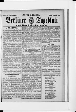 Berliner Tageblatt und Handels-Zeitung vom 19.02.1900