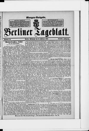 Berliner Tageblatt und Handels-Zeitung on Feb 21, 1900