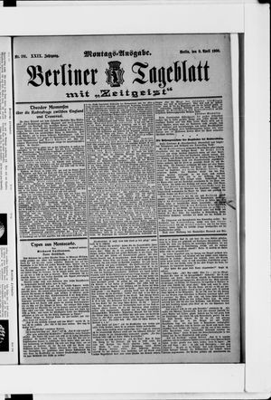 Berliner Tageblatt und Handels-Zeitung vom 09.04.1900