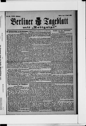 Berliner Tageblatt und Handels-Zeitung vom 17.04.1900