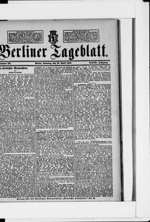 Berliner Tageblatt und Handels-Zeitung vom 29.04.1900