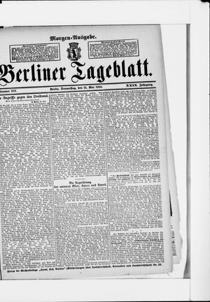 Berliner Tageblatt und Handels-Zeitung vom 31.05.1900