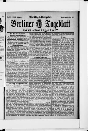 Berliner Tageblatt und Handels-Zeitung vom 11.06.1900