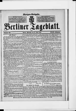 Berliner Tageblatt und Handels-Zeitung vom 27.06.1900