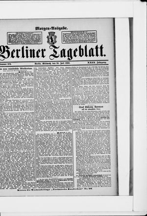 Berliner Tageblatt und Handels-Zeitung vom 25.07.1900
