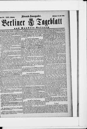Berliner Tageblatt und Handels-Zeitung vom 25.07.1900