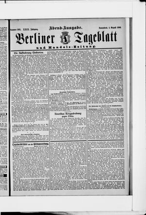Berliner Tageblatt und Handels-Zeitung vom 04.08.1900