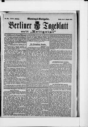 Berliner Tageblatt und Handels-Zeitung on Aug 6, 1900