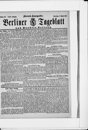 Berliner Tageblatt und Handels-Zeitung vom 09.08.1900