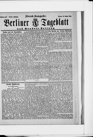 Berliner Tageblatt und Handels-Zeitung vom 10.08.1900
