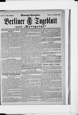 Berliner Tageblatt und Handels-Zeitung vom 13.08.1900