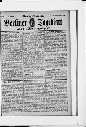 Berliner Tageblatt und Handels-Zeitung vom 20.08.1900