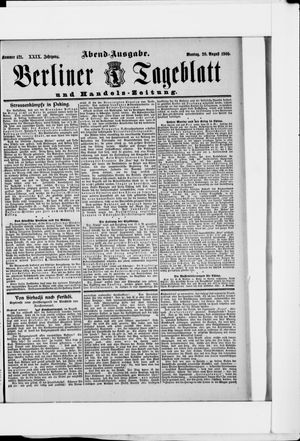 Berliner Tageblatt und Handels-Zeitung vom 20.08.1900