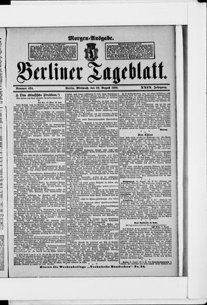 Berliner Tageblatt und Handels-Zeitung vom 22.08.1900