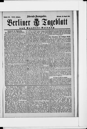 Berliner Tageblatt und Handels-Zeitung vom 22.08.1900