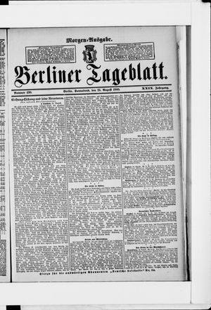Berliner Tageblatt und Handels-Zeitung on Aug 25, 1900