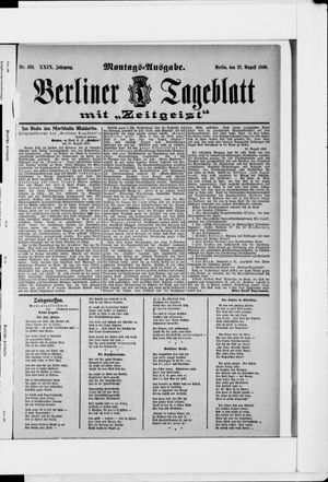 Berliner Tageblatt und Handels-Zeitung vom 27.08.1900