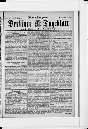 Berliner Tageblatt und Handels-Zeitung vom 27.08.1900