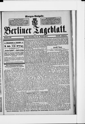 Berliner Tageblatt und Handels-Zeitung vom 30.08.1900