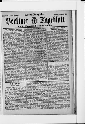 Berliner Tageblatt und Handels-Zeitung vom 30.08.1900