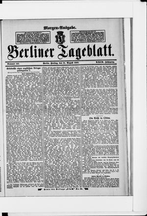 Berliner Tageblatt und Handels-Zeitung vom 31.08.1900