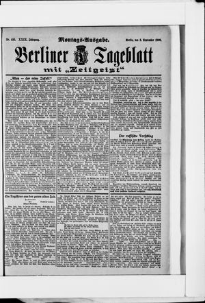 Berliner Tageblatt und Handels-Zeitung vom 03.09.1900