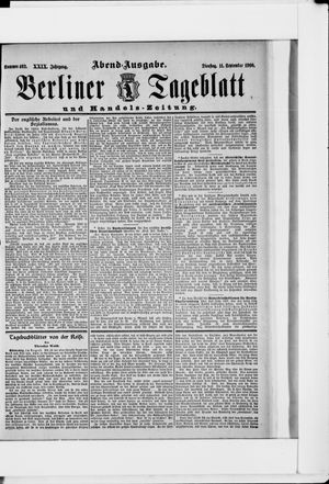 Berliner Tageblatt und Handels-Zeitung vom 11.09.1900