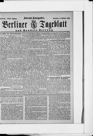 Berliner Tageblatt und Handels-Zeitung vom 15.09.1900