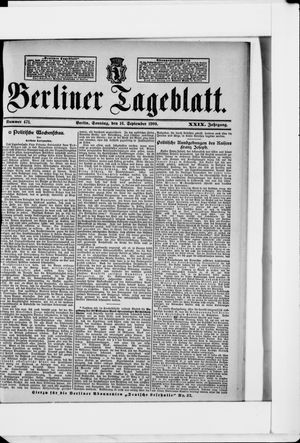 Berliner Tageblatt und Handels-Zeitung vom 16.09.1900
