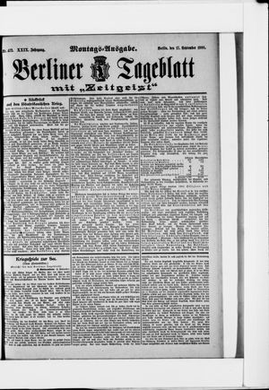 Berliner Tageblatt und Handels-Zeitung vom 17.09.1900