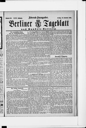 Berliner Tageblatt und Handels-Zeitung vom 25.09.1900