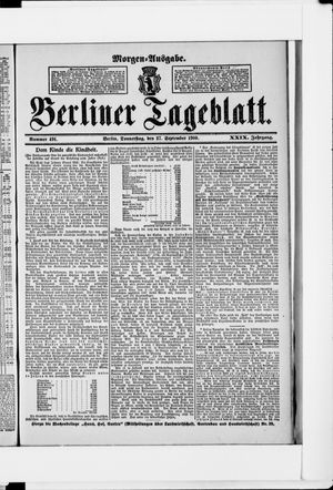 Berliner Tageblatt und Handels-Zeitung on Sep 27, 1900