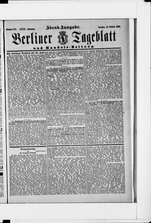 Berliner Tageblatt und Handels-Zeitung vom 16.10.1900