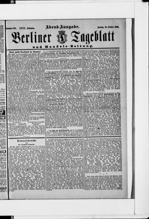 Berliner Tageblatt und Handels-Zeitung vom 19.10.1900