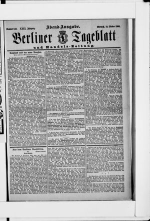 Berliner Tageblatt und Handels-Zeitung vom 24.10.1900