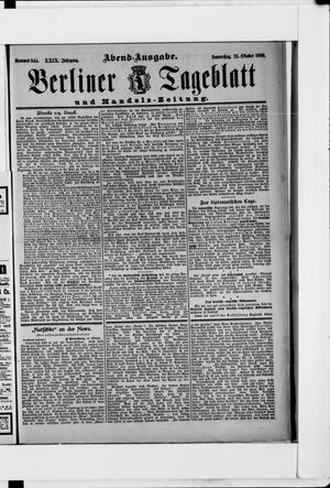 Berliner Tageblatt und Handels-Zeitung vom 25.10.1900