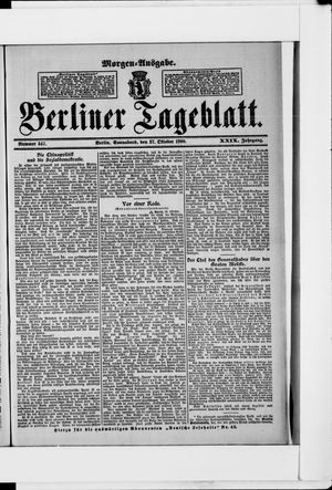 Berliner Tageblatt und Handels-Zeitung vom 27.10.1900