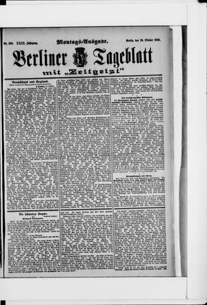 Berliner Tageblatt und Handels-Zeitung vom 29.10.1900