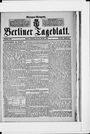 Berliner Tageblatt und Handels-Zeitung vom 30.10.1900