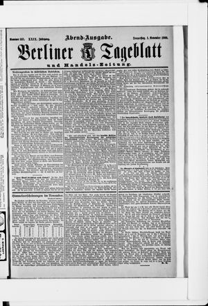 Berliner Tageblatt und Handels-Zeitung vom 01.11.1900