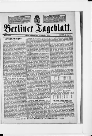 Berliner Tageblatt und Handels-Zeitung vom 04.11.1900