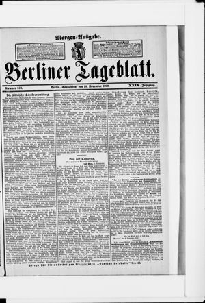 Berliner Tageblatt und Handels-Zeitung vom 10.11.1900
