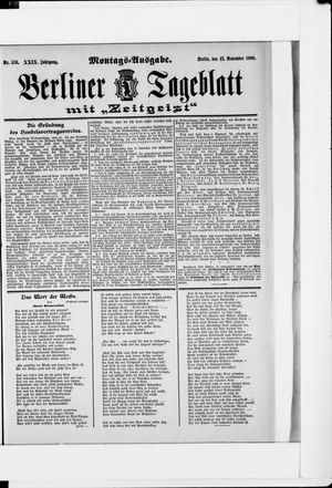 Berliner Tageblatt und Handels-Zeitung vom 12.11.1900